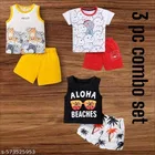 Hosiery Cotton Printed Clothing Set for Kids, Multicolor, Pack of 3 