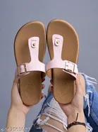 Shoetopia Girls Solid Flat Sandals Pink Size 4