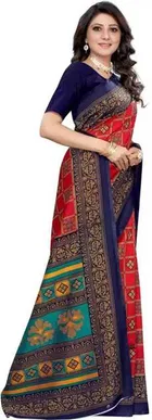 SVB चेक्स प्रिंटेड साड़ी फॉर वीमेन 