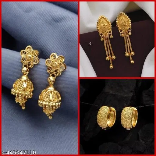 Alloy Earrings for Women (Multicolor, Set of 3)