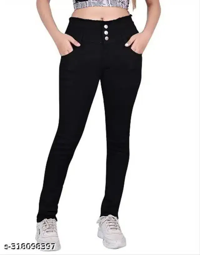 Denim Jeans for Girls (Black, 12-13 Years)