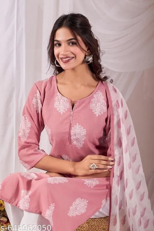 Kurta Set for Women (Pink, XS)