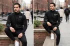 Polyester Printed Tracksuit for Men, Black 