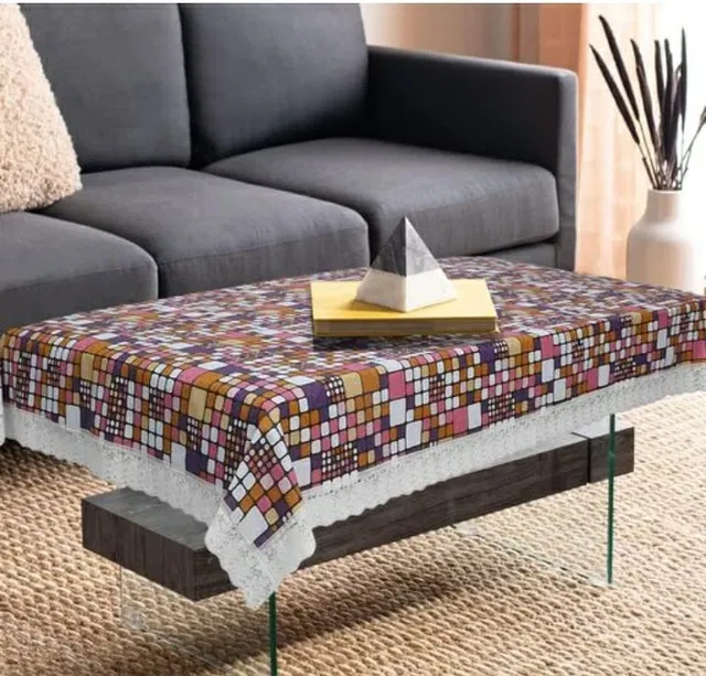 PVC Printed 4 Seaters Table Cover (Multicolor, 40x60 inches)