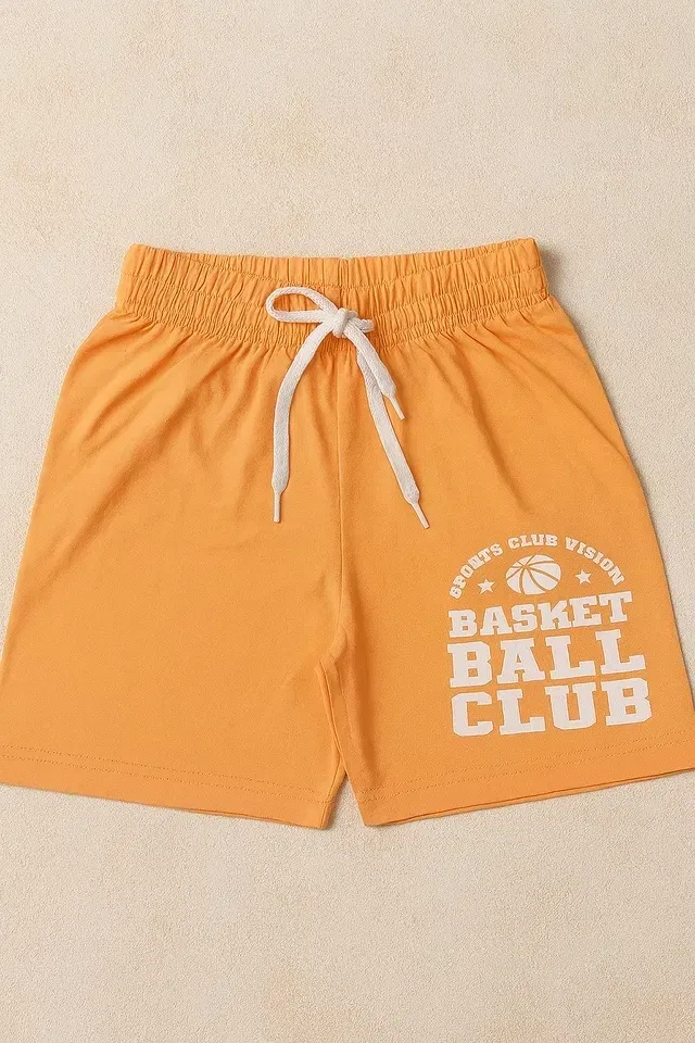 Polycotton Solid Shorts for Boys (Orange, 4-6 Years)