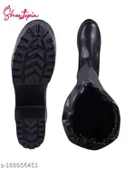 Shoetopia Solid Synthetic Heeled Boots Black 