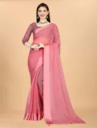 Chiffon Solid Saree for Women 