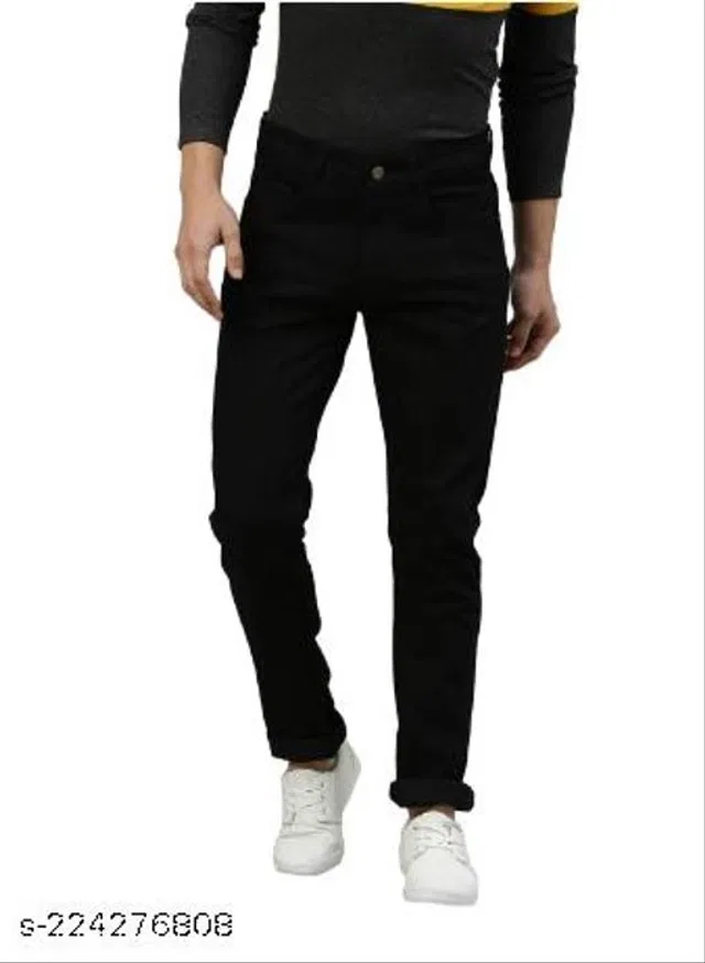 Denim Slim Fit Jeans for Men (Black, 32)
