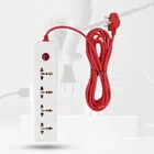 Hillgrove 4 Universal Socket And 1 Switch Power Extension Board With 5 Meter Long Cable Surge Protector For Home/Computer/Fridge 4 Socket Extension Boards (White, Red, 5 M)