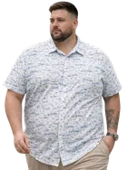Cotton Blend Printed Shirt for Men, Off White 