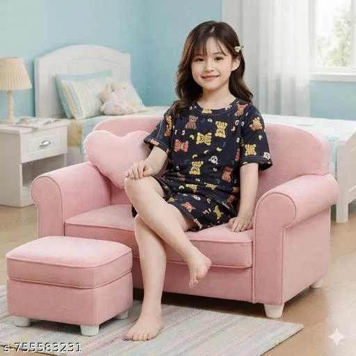 Night Suit for Girls (Black, 5-6 Years)