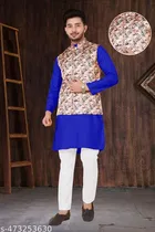 Colorblocked Cotton Kurta Set for Men 
