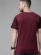 Cotton Blend Printed T-shirt for Men, Maroon 