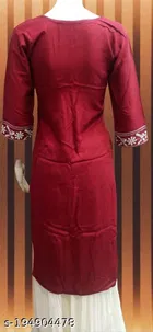 Rayon Slub Embroidered Kurti for Women 