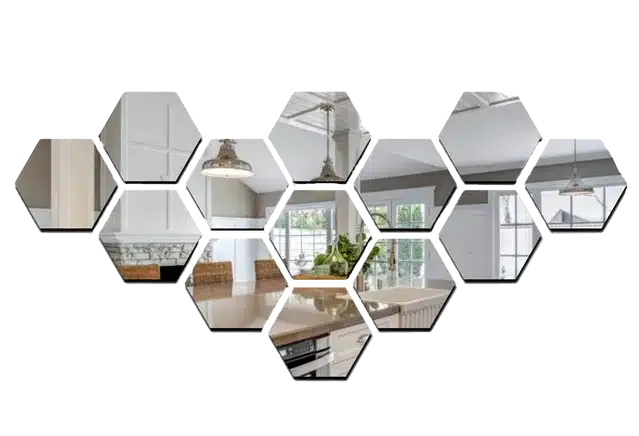 Acrylic Hexagon Shaped Wall Mirror Stickers (Silver, Pack of 13)