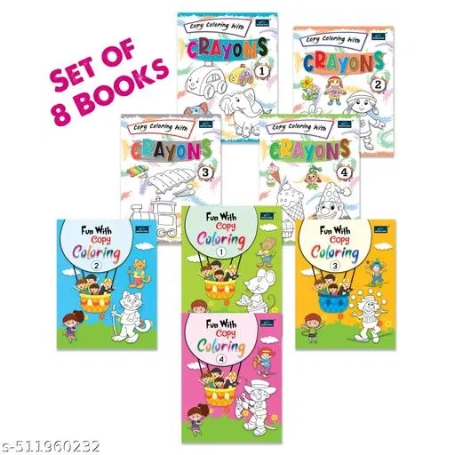 Bookford Wild Range Combo set Coloring book for kids - Set of 8 books - Cartoon, toys, and many more