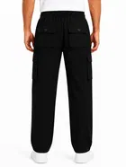 Solid Slim Fit High Rise Drawstring Polycotton Track Pants for Men 
