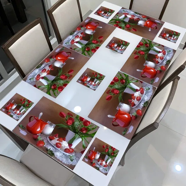 PVC Placemats for Dining Table (Multicolor, Pack of 6)