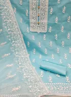 Organza Embroidered Unstitched Suits Fabric for Women 