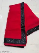 Georgette Saree for Women, Red 