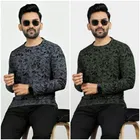Round Neck Printed T-Shirt for Men (Olive & Grey, M) (Pack of 2)