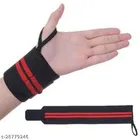 Wrist Support Bands (Black & Red, Free Size) (Set of 1)
