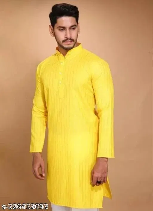 Kurta for Men (Yellow, XL)