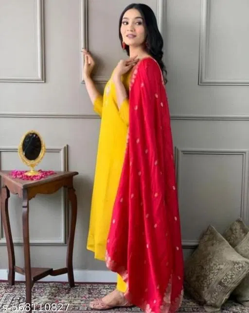 Designer Kurti Pant Set for Women (Red, XXXL)