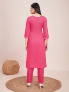 Cotton Blend Self Design Kurta with Pant for Women 