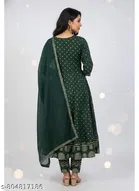 Embroidered Art Silk Gown Kurta Set for Women 