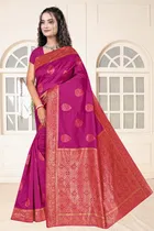 Jacquard Woven Design Saree for Women, Pink 