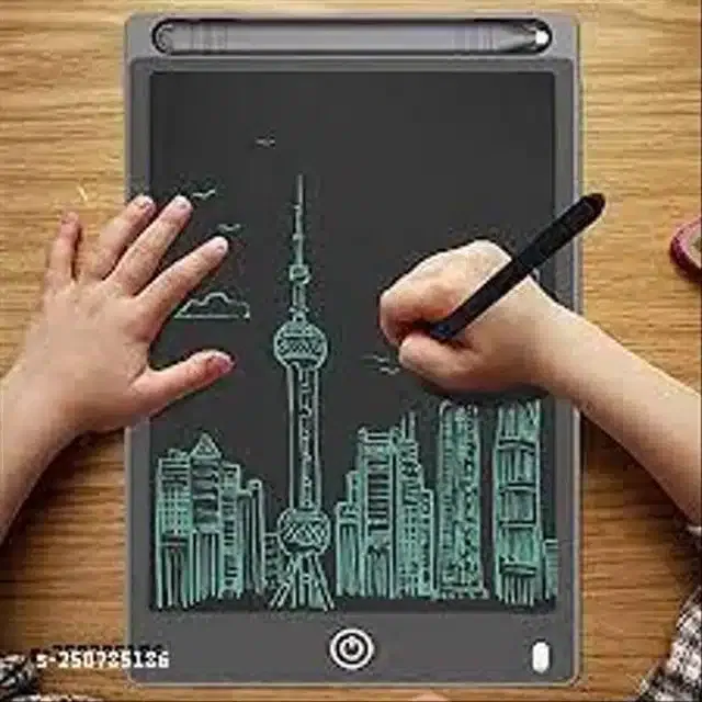 Electronic Handwriting Board with Erase Button (Black, 8.5 inches)