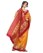 Art Silk Printed Saree for Women, Mustard 