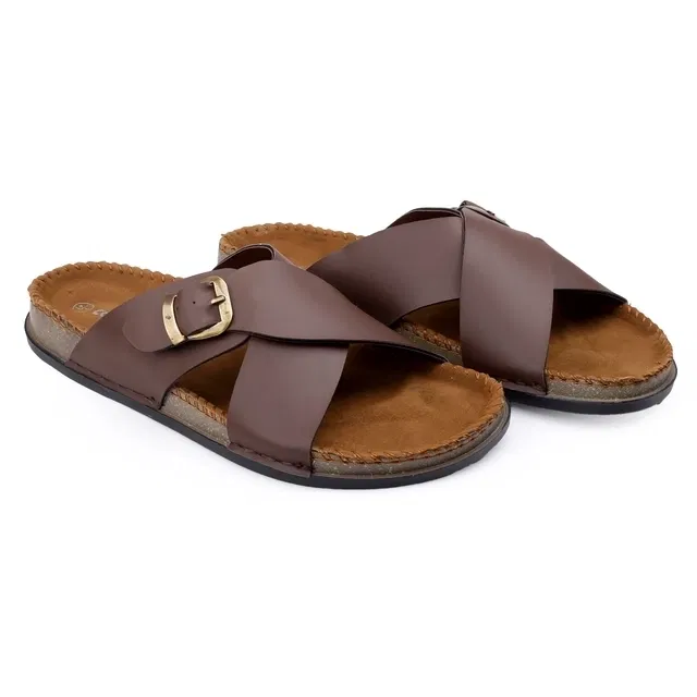Casual Slip-On Sandals for Men (Brown, 9)