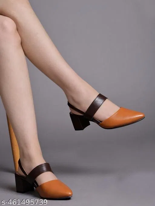 Shoetopia Heel Sandals Brown Pointed Toe IND-8