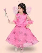 Cotton Blend Embellished Frocks for Girls (Pink, 9-10 Years )