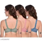 Cotton Blend Solid Bra for Women & Girls, Multicolour, Pack of 3 