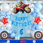 Racing Bike Theme 6th Happy Birthday Decoration Items For Girls, Multicolor, Pack of 112