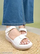 Shoetopia White Solid Platform Sandals 