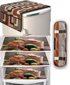 PVC Printed Fridge Top Cover with 3 Pcs Shelf Mats & Handle Cover 