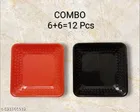 Plastic Plates for Kitchen, Multicolor, Pack of 12