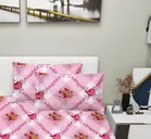 Arch Fab Pink Square Flower Double Bedsheet 88X90 Inch