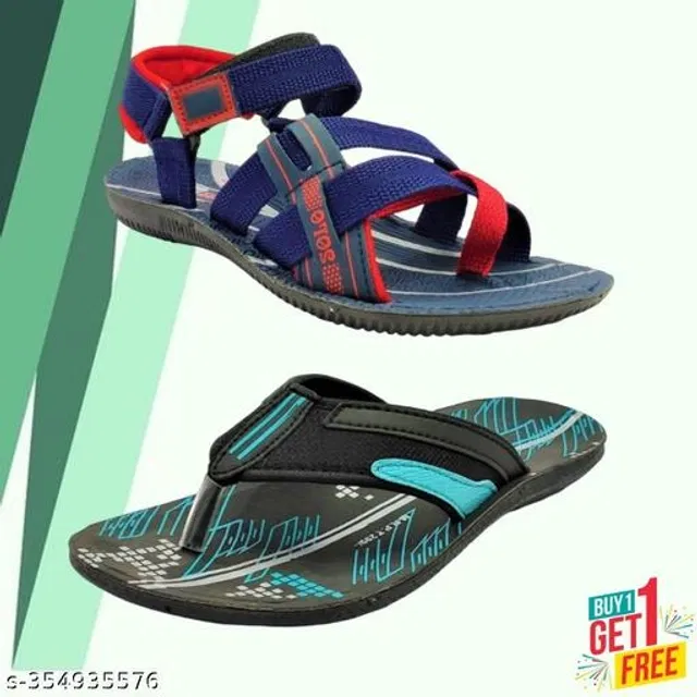 Sandal with Flipflop for Men (Multicolor, 10) (Pack of 2)