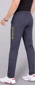 Poly Blend Solid Trackpants for Men, Grey 