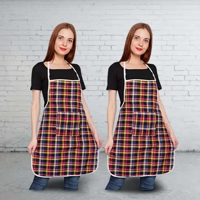 Cotton Kitchen Aprons (Multicolor, Pack of 2)