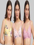 Cotton Blend Printed Padded Bra for Women (Multicolor, 30B) (Pack of 3)