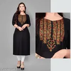 Solid Embroidered Rayon Kurti for Women 