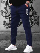 Polyblend Printed Trackpants for Men, Navy Blue & Black, Pack of 2 