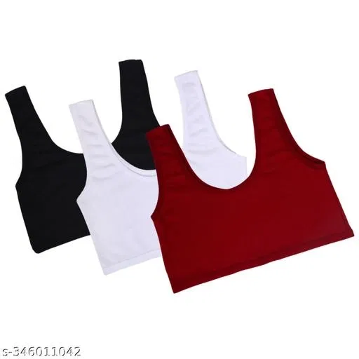 Nylon Bra for Women, Multicolour, Pack of 3 (32B)