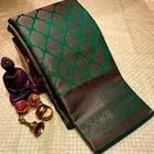 Litchi Silk Zari Woven Saree for Women, Green 